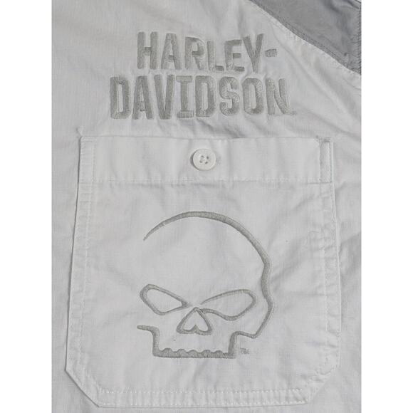 Harley Davidson Button Up Short Sleeve Collared Mens Shirt Adult XL Skull Biker - Picture 3 of 6